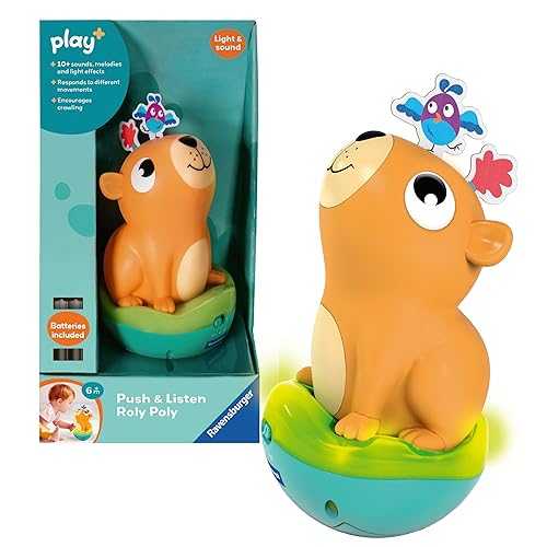 Ravensburger Play+ Push & Listen Roly Poly Capybara Light and Sound Toy - Baby Toys 6 to 12 Months