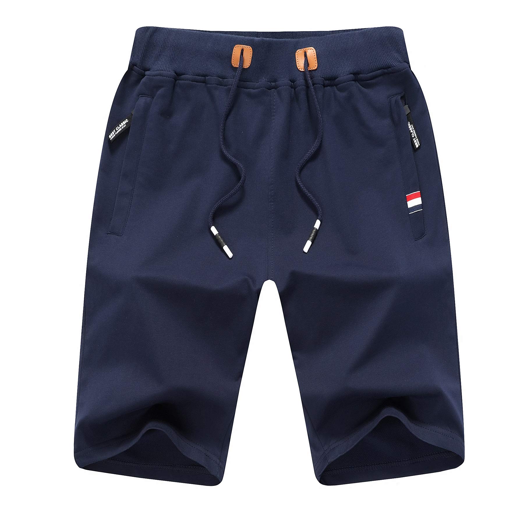 ZOXOZ Kurze Hosen Herren Shorts Sommer Jogginghose Kurz Baumwolle Gym Sweat Sport Fitness Shorts mit Reißverschluss Elastische Taille Blau S