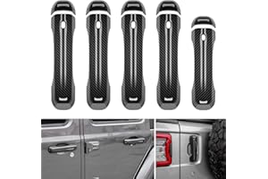 CheroCar Carbon Fiber Grain Door Handle Cover Trim Tailgate Handle Cover Kit Fit for 2018-2026 Jeep Wrangler JL JLU 4xe & Gla