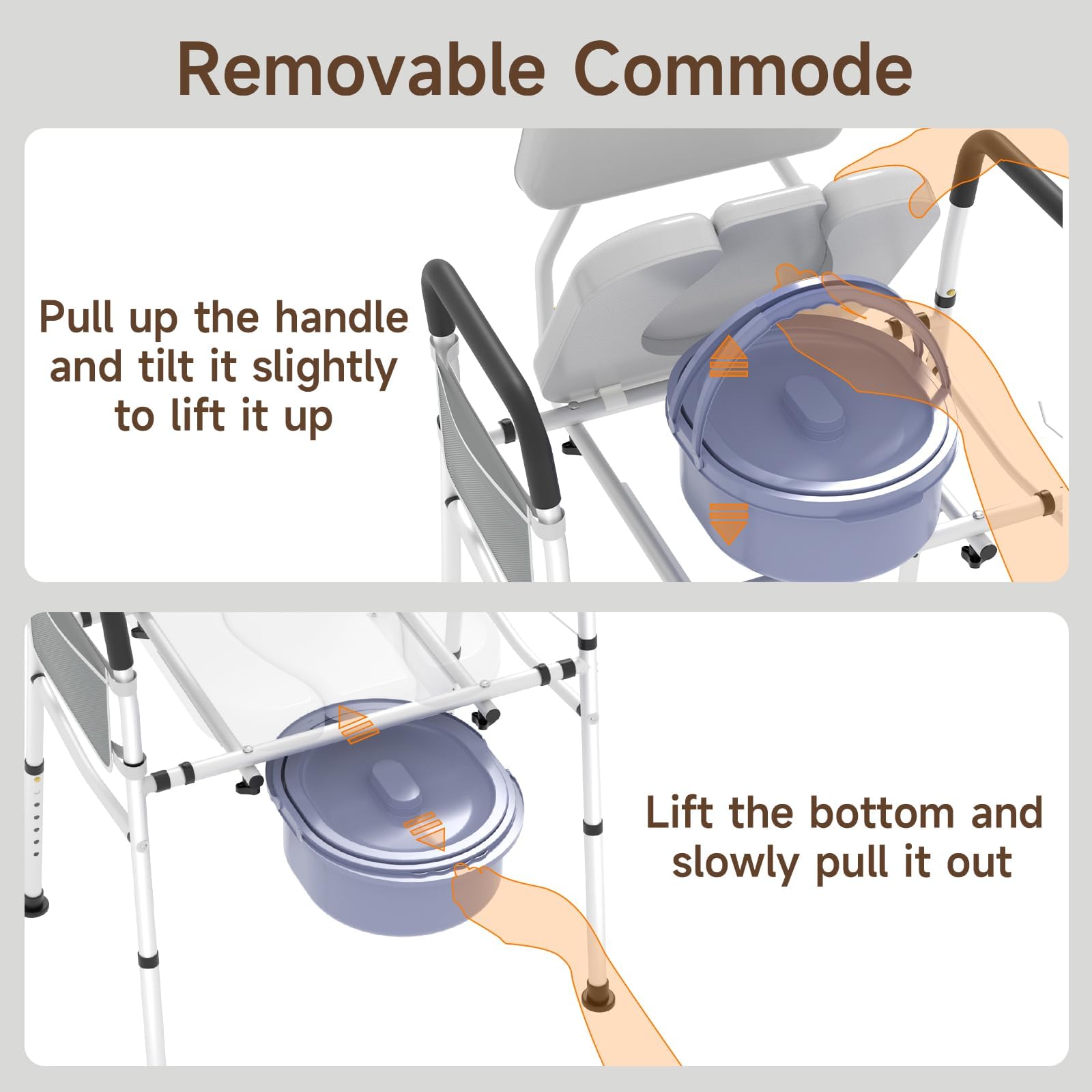 WAYES Bedside Commode Chair for Seniors - 2-in-1 Bedside Toilet and Raised Toilet Seat, Up to 330 Lbs, Adjustable Height & Width