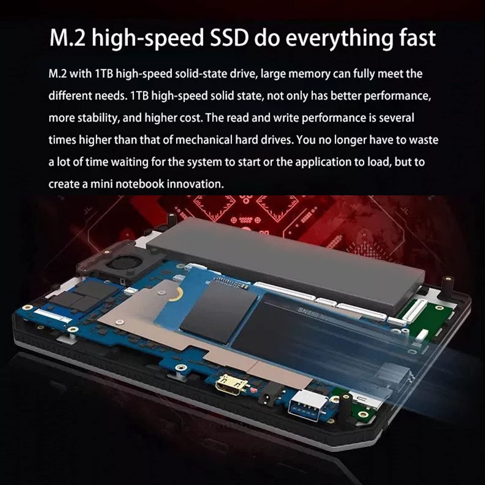 Mini Portable Laptop | Mini Computer Notebook with 7 Inch | 12GB & J4105 CPU | 2.4G/5G Band | Full Size Keyboard | Support 10, 11 (12G+128G)