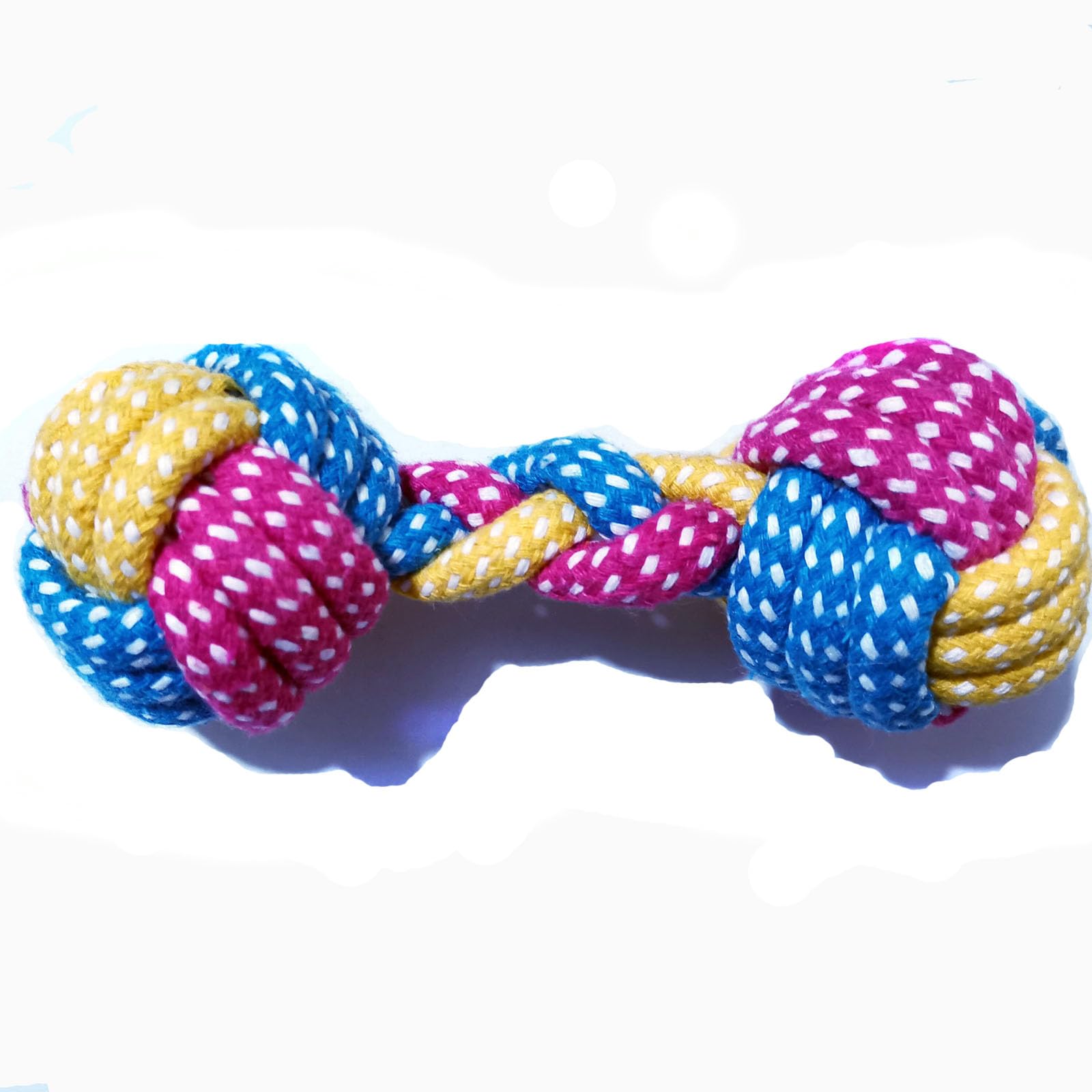 Hesuilong Dog Teething & Cat Toys, Rope & Rabbit Chew Toys - Safe Braided Design, Healthy Gift (Dumbbell)