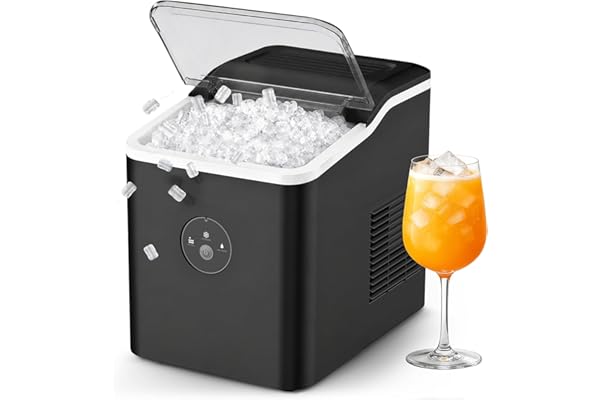 Nugget Ice Maker Countertop, Pebble Ice Maker in 6 Mins,26.5 LBS/Day, Self-Cleaning, FLASHCHILL™, Compact Portable Design, Ice Machine for Home, Kitchen, Office & Party