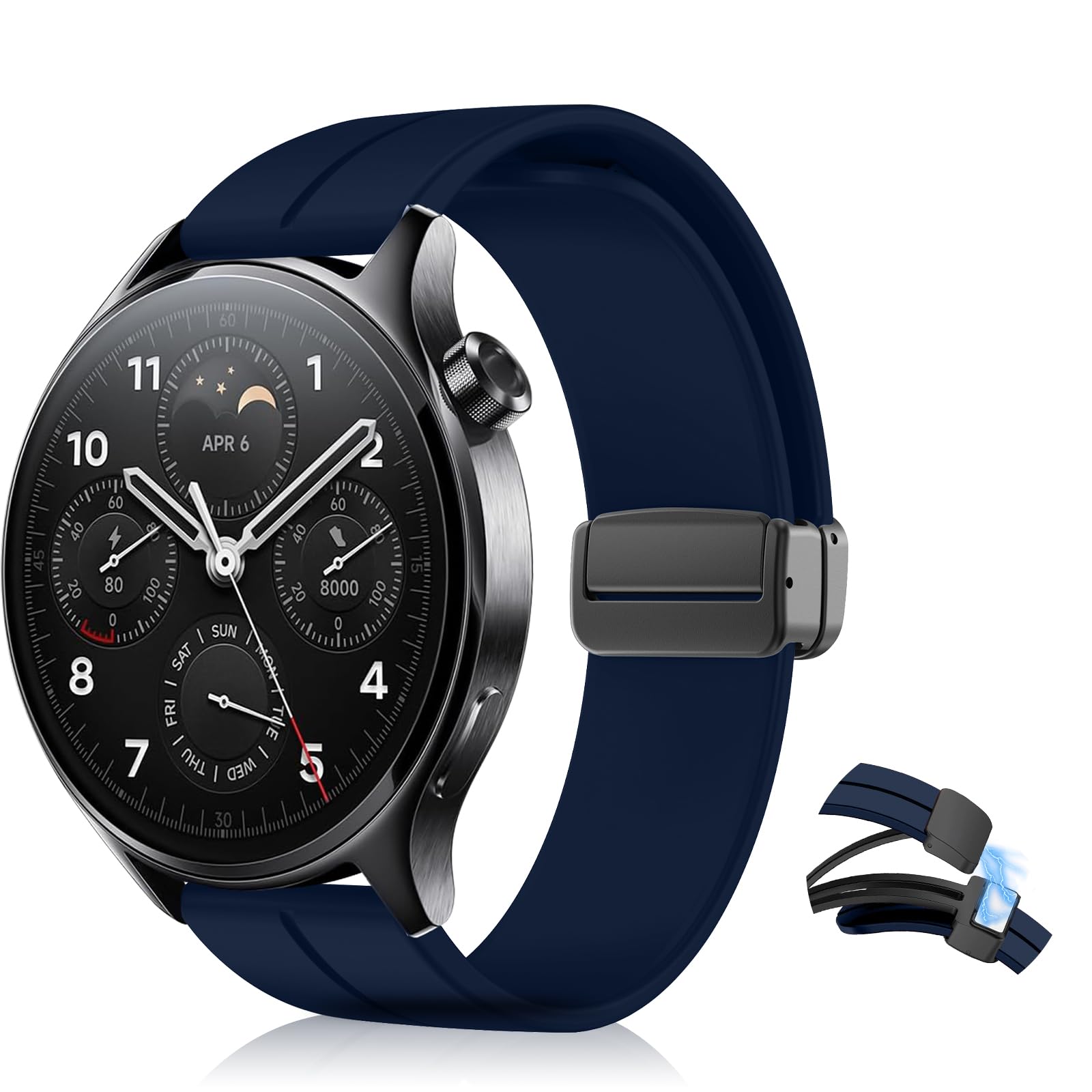 KeHowy 22mm Strap for Xiaomi Watch S4/Redmi Watch 5 Active/Watch 5 Lite/Watch 2/S3/2 Pro/S1 Pro/Mi Watch, Silicone Magnetic Watch Bands for Amazfit Balance/Bip 5/Cheetah Pro/GTR 4/3 Pro - Dark Blue