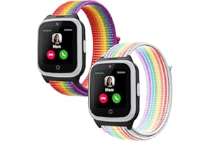 Polyjoy 2 Pack Nylon Replacement Bands Compatible with Cosmo JrTrack 3/Cosmo Jrtrack 2 SE/Cosmo Jrtrack 2/Cosmo Jrtrack Kids Smartwatch, Soft Breathable Adjustable Braided Sport Wristband for Kids