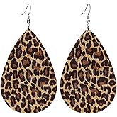 BOFILL Cheetah Leopard Print Earrings For Women Leather Dangle Lightweight Cool Outfits Accessories Jewelry Gifts