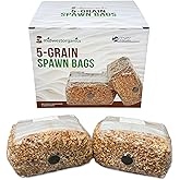 Myco Labs Premium 5-Grain Mushroom Spawn Bags | Sterilized Grain Spawn | Injection Ports | 2 Quarts Each Bag | 2 Bags per Box
