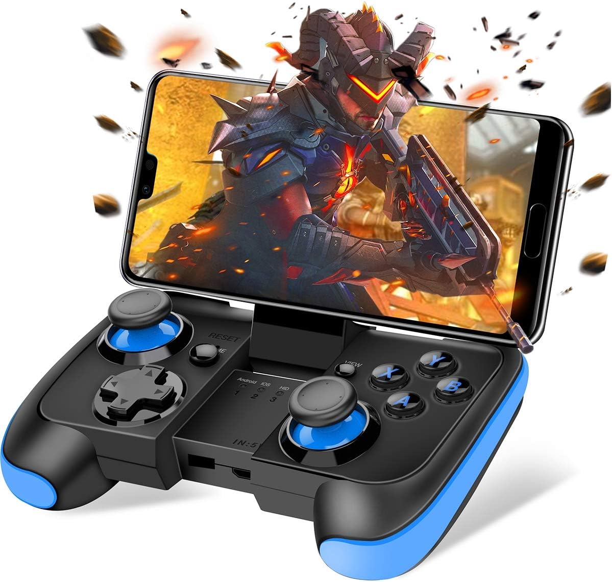 BEBONCOOL Android Wireless Game Controller with Clip for Android Phone/Tablet/Samsung/Game Boy Emulator, Works with Bluetooth (Blue)