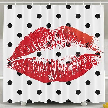 Amazon Com Abaysto Lips Polka Dot Shower Curtain Bath Curtains