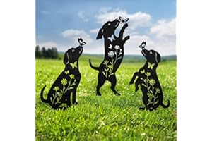 Hokfirm Metal Dog Statues for Garden,3 Pack Silhouette Beagle Garden Decor for Outside,Outdoor Dog Decor