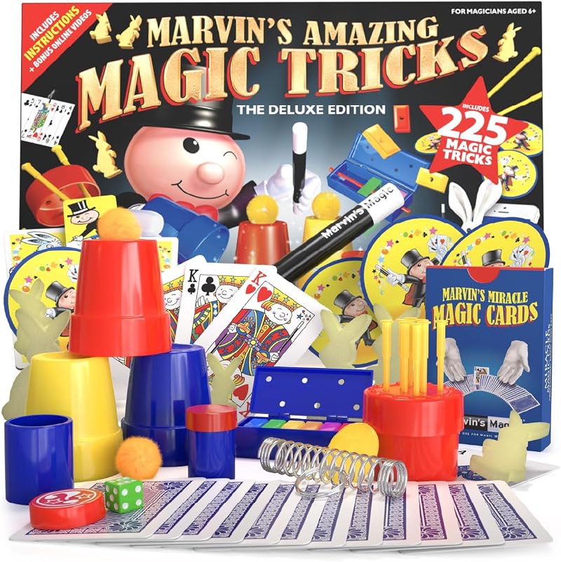 Marvin's Magic Kids Magic Set Deluxe 225 Tricks Wand Cards Theatre Box
