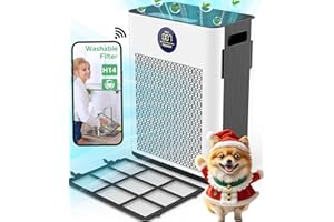 FRESHDEW Air Purifier for Home Up to 2300ft² With H14 True HEPA Smart WiFi Control & Double-Sided Intake | 22dB Ultra Quiet for Bedroom/Pet Homes | Removes Smoke, Odors, Pollen, Dust, Dander