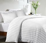 MOONLIGHT20015 Single Duvet Cover Set Reversible Stripes Satin Bedding White view 2