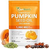 Pumpkin Seed Oil with Saw Palmetto (1000mg per Serving), Cold-Pressed Pumpkin Seed Oil for Hair Growth, Prostate Health, Urinary Tract Support, 300 Softgels Supplement of Essential Fatty Acids