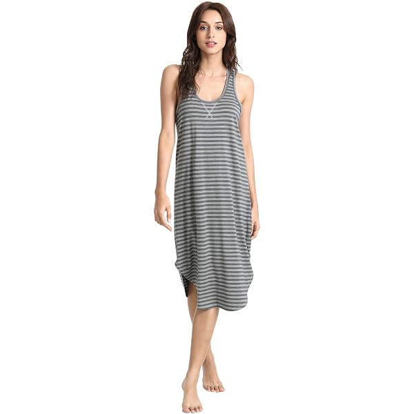 WiWi Women's Sleeveless Nightgown - Bamboo Viscose Racerback Sleepshirt, Full Length Slip Dress In Heather Grey, Size X-Large