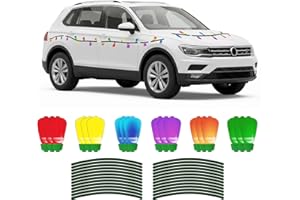 PAIMOHO 108PCS Christmas Reflective Car Magnets Decorations Set - 54Pcs Bulb Light Magnets with 54Pcs Magnetic Lines Decals for Car Decor Garage Refrigerator Mailbox Birthday Xmas Holiday Ornaments