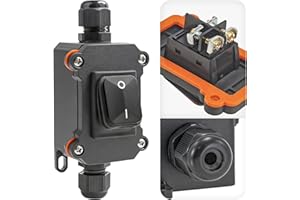 Waterproof Inline Rocker Switch Box AC/DC 12–250V Max 20A ON/Off Power Toggle Switch for Equipment & Automotive, Outdoor Heav