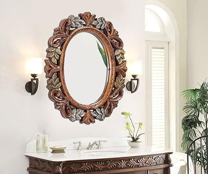 SHAGUN ARTS Seasoning Beautiful Design Mirror Photo Frame Mango Wood (Standard, Brown)