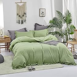 CLOTHKNOW Green Ruffles Comforter Set Full 3Pcs