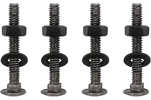 LBY 10 Sets Carriage Bolts Screws Assortment Kit, 1/4-20 x 2'' Round Head Square Neck Bolts (with Hex Nuts and Flat Washers), 45# Steel (Black)