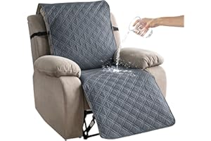 YUEANG 23.6'' Recliner Chair Covers 100% Waterproof Recliner Cover,Non-Slip Recliner Chair Cover Sofa Slipcover,Washable Couch with Elastic Straps Protector for Kids, Dogs, Pets Dark Grey