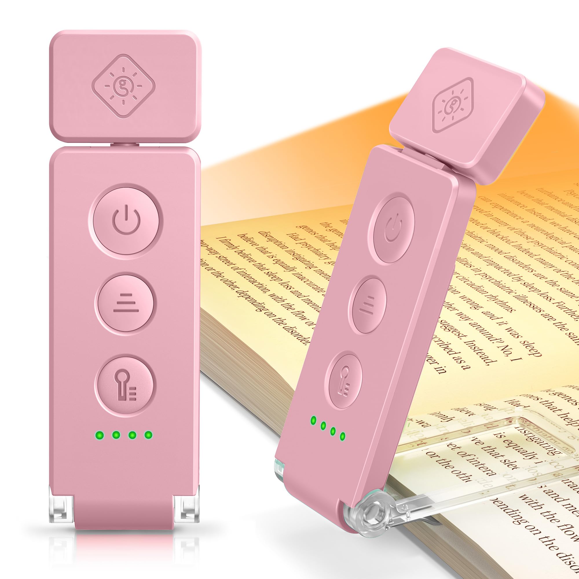 Glocusent 12 LED Rechargeable Book Light, Clip-on Reading Light with 5 Colors & 5 Brightness Levels, Up to 100Hrs Runtime, Eye-Caring Reading Lights for Books in Bed, Perfect for Book Lovers, Kids
