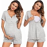 Ekouaer Women's Maternity Nursing Pajama Sets Short Sleeve Postpartum Pajamas Breastfeeding Pregnancy Clothes