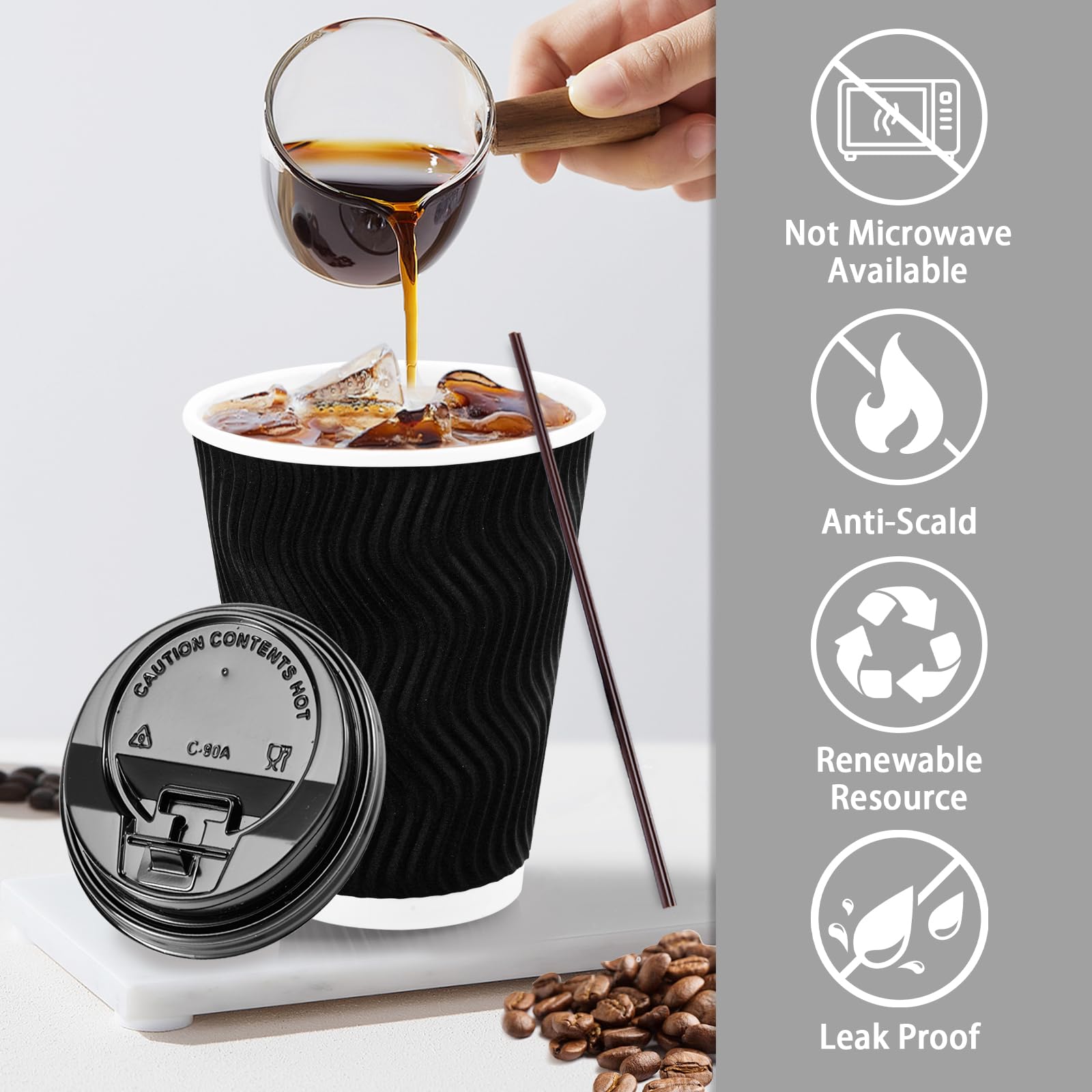 Lamosi 16 Oz Coffee Cups 500 Pack, Disposable Coffee Cups With Lids And ...