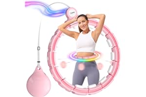 Cozylady Weighted Hula Ring Hoop with Color Changing LED Lights，48-Inch Smart Infinity Hoop with Ball, Quieter & More Sturdy Fitness Hoop Plus Size, Gift for Adult Beginners' Weight Loss.