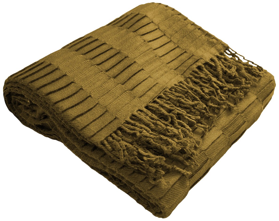 Gallery Direct Linear Pleat Throw Chartreuse 1300 x 1800 mm, Acrylic, Charteuse, Full