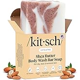 Kitsch Shea Butter Exfoliating Body Wash Bar – Moisturizing Bar Soap & Gentle Soap Bar with Plant-Based Exfoliants – Hydrates