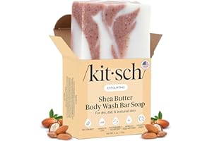 Kitsch Shea Butter Exfoliating Body Wash Bar – Moisturizing Bar Soap & Gentle Soap Bar with Plant-Based Exfoliants – Hydrates