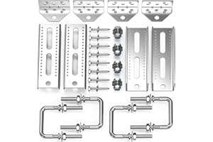 YULEIMY 4 Pack 8" Galvanized Swivel Top Bunk Bracket Kit with Hardware for 3"x3" 2"x3" 1.5"x3" Boat Trailer Crossmember Boat Trailer Bunk Brackets & Square U-Bolts Heavy Duty Cross Components