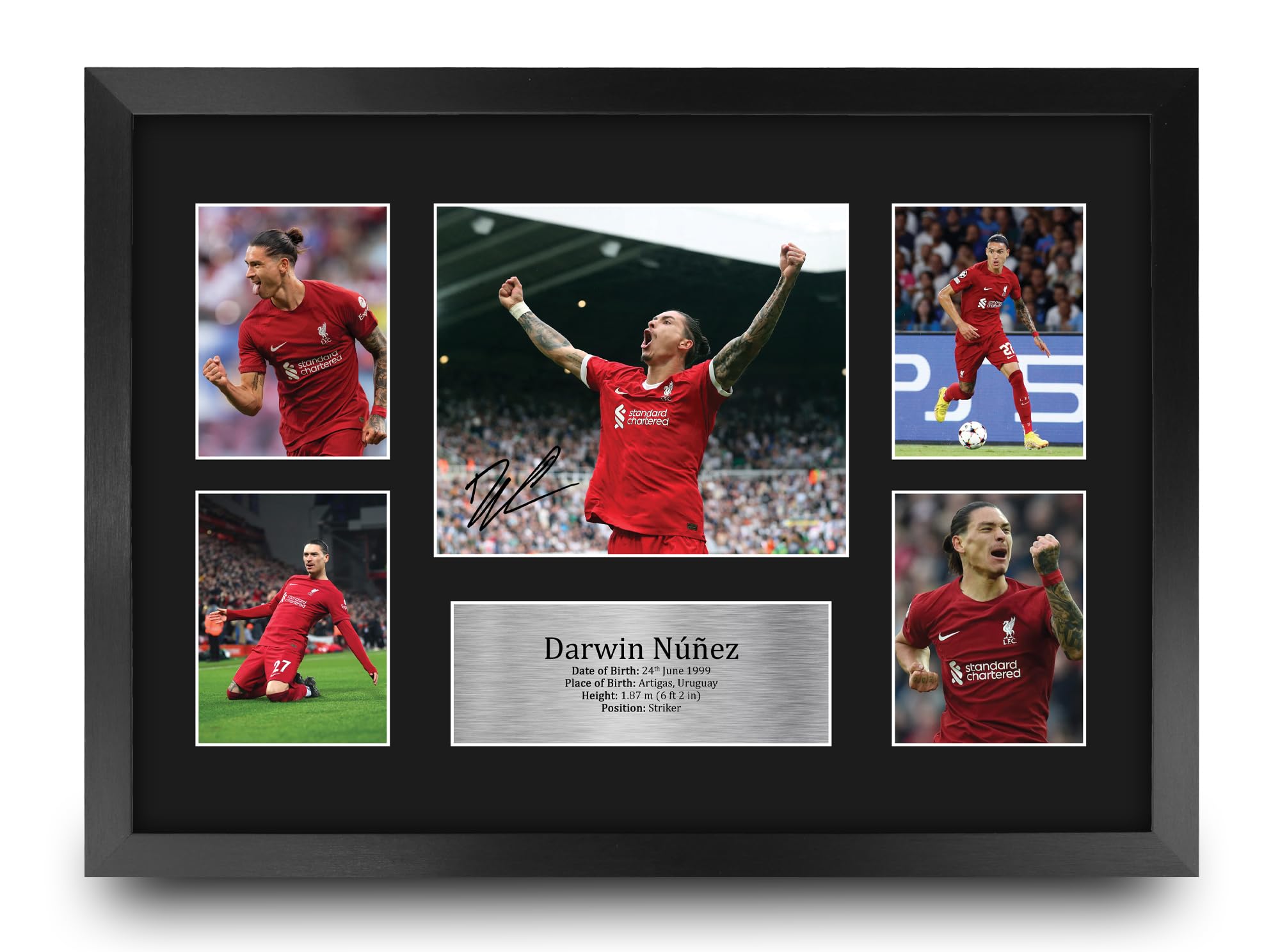 HWC Trading FR A3 Darwin Nunez Liverpool Printed Memorabilia Signed Autograph Photograph Display for Football Fans and Supporters - A3 Framed