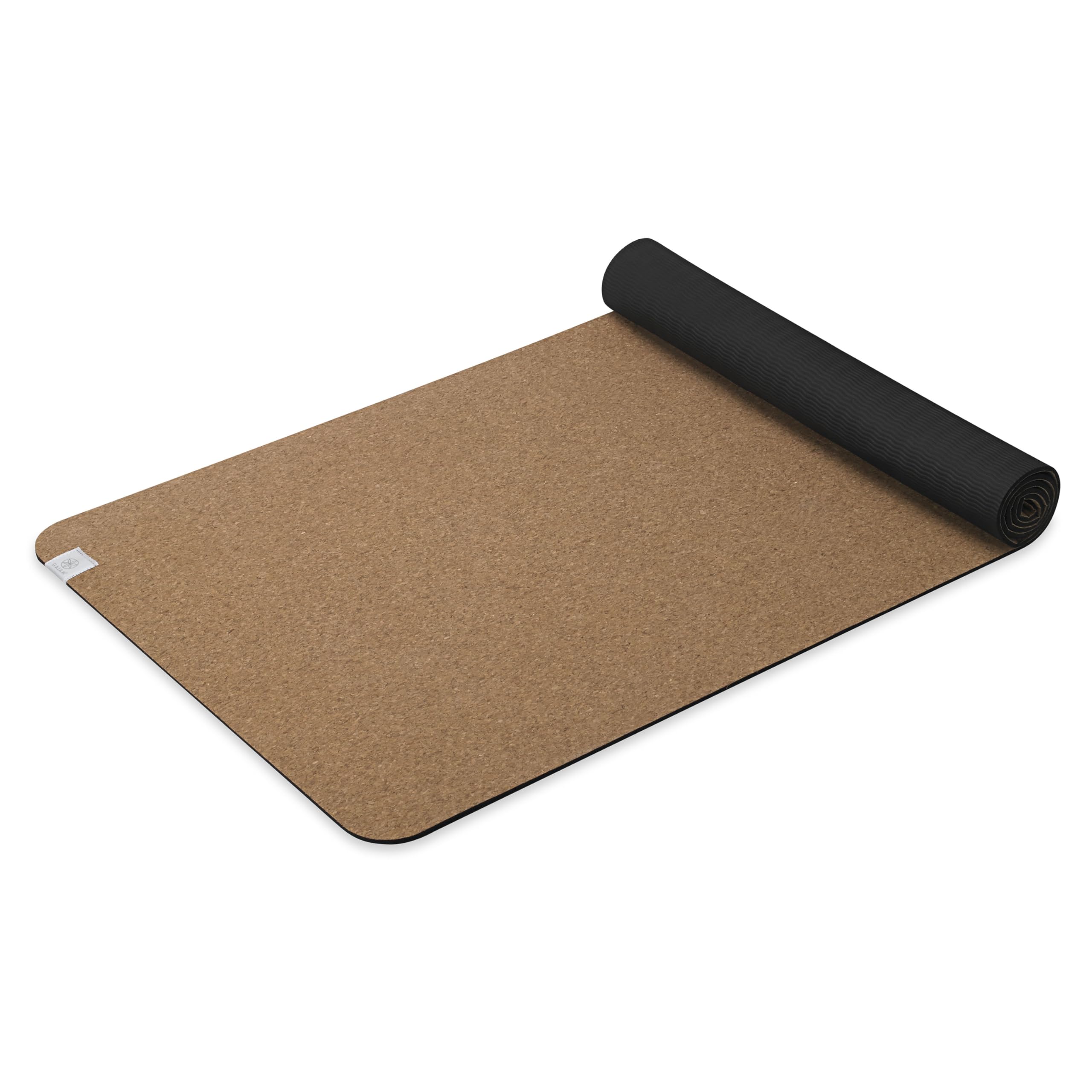 Gaiam Yoga Mat Cork - Great for Hot Yoga, Pilates (68-Inch x 24-Inch x 5mm Thick) Black/Brown