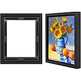 Americanflat 8x10 Canvas Floating Frame with Adhesive Strips Included - Vertical and Horizontal Floating Frame for Artwork - Canvas Frames for Wall Display - Black