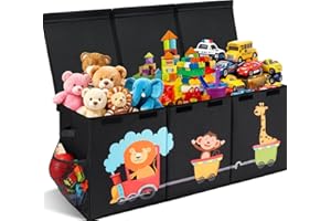 Maxuni XL Toy Box - Toy Storage Bins with lids, Collapsible Toy Chest for Boys Girls, Kids Big Toy Organizer with Adjustable Dividers for Living Room Area, Playroom, Bedroom