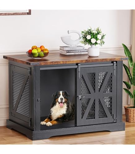 Dog Cage Large Dogs Foldable Dog Crate End Table Rustic Brown