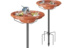 iBorn 36Inch Freestanding Bird Bath for Outside,12″ BPA-Free Plastic Bowl,Birdbaths with 3 Adjustable Height Pole,5-Prongs Ba
