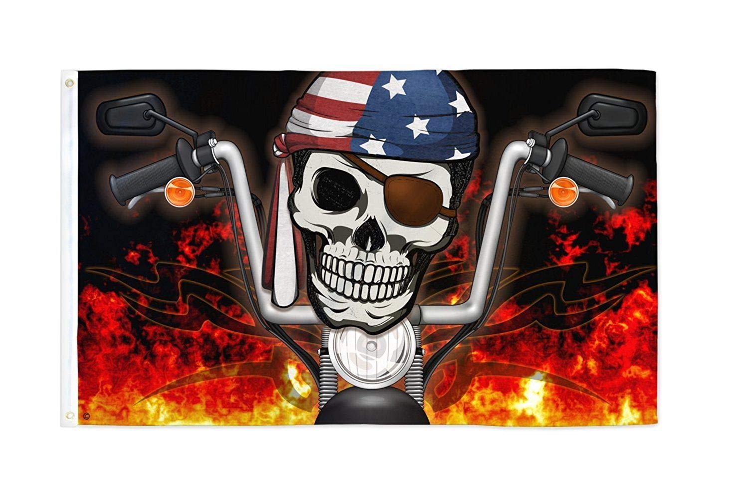 AZ FLAG - Pirate Biker Usa Flag - 3x5 Ft - 100D Polyester Us Raiders Banner with Two Metal Grommets - Fade Resistant - Vivid Colors - 3' x 5' Feet - 150x90 Cm