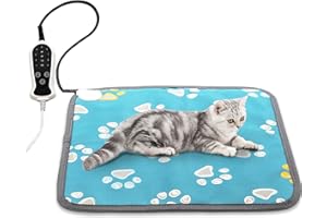 Sumajuc Pet Heating Pad with 9 Level Temperature and 4 Level Timer,Waterproof Cat Heating Pad,Indoor Pet Warming Mat,Automatic Power-Off Dog Heating Pad,Blue Paw Heated Cat Pad(28"*18")