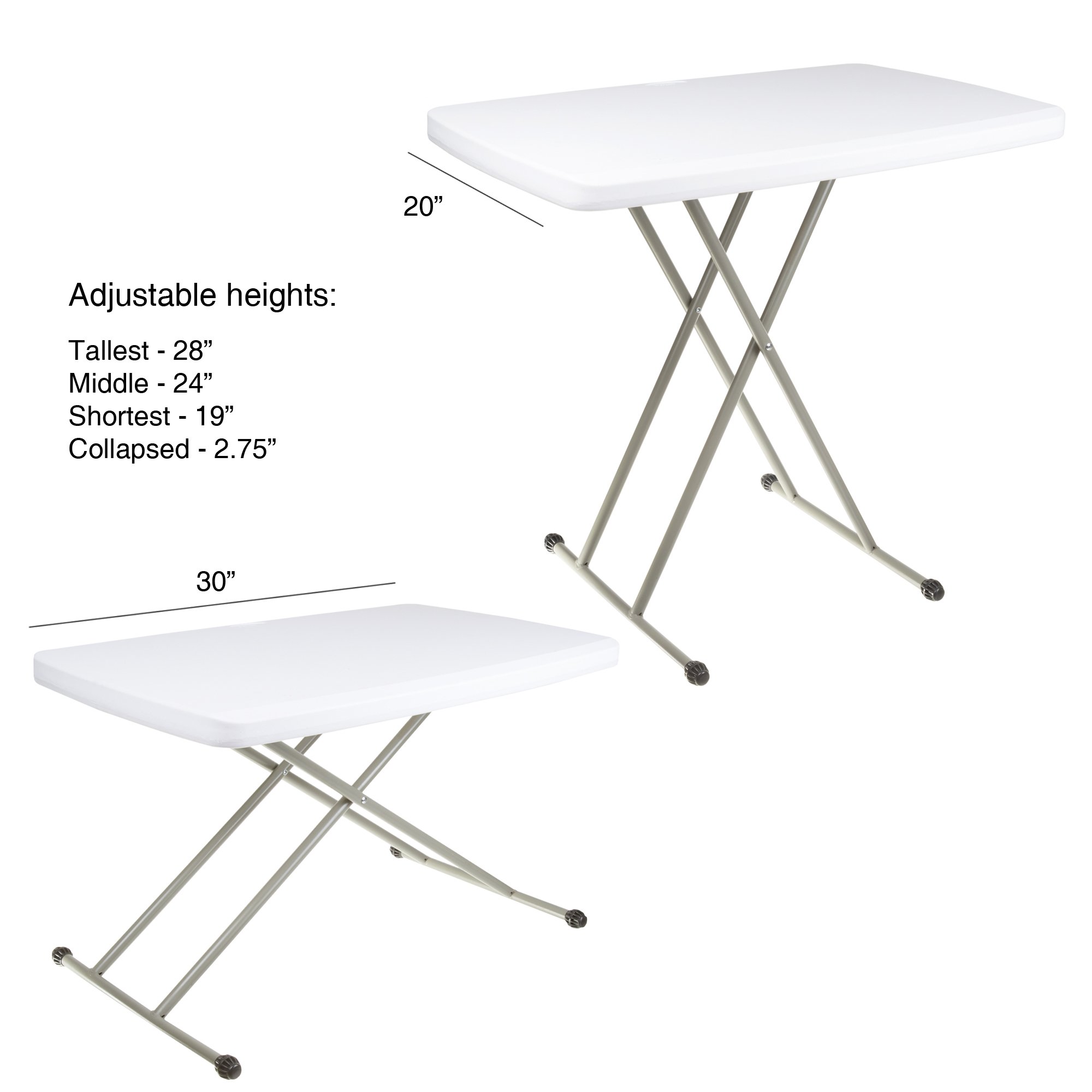 Everyday Home Folding Table, Foldable Table and TV Tray, 30 x 20 x 28