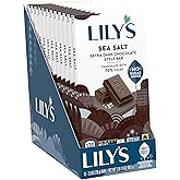 LILY'S Sea Salt Extra Dark Chocolate Style No Sugar Added, Sweets Bars, 2.8 oz (12 Count)