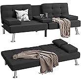 VICTONE Futon Sofa, Convertible Sofa Bed for Living Room, Folding Futon Couch Set Modern Recliner Lounge for Small Room with 