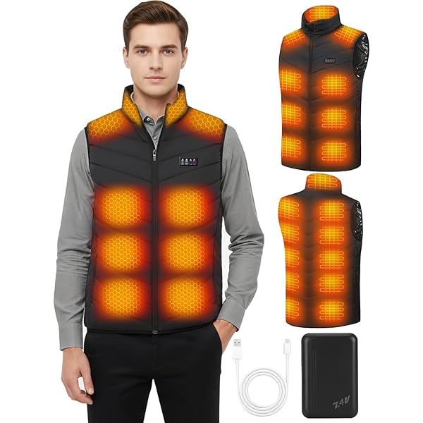 Men Heated Vest Electric Adjustable Temperature Control Thermal Jacket - View #6