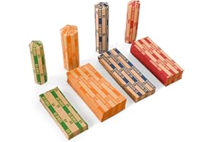 L LIKED 150 Assorted Bundle Flat Striped Coin Wrappers (50 Pennies, 50 Quarters, 25 Nickels and 25 dimes)