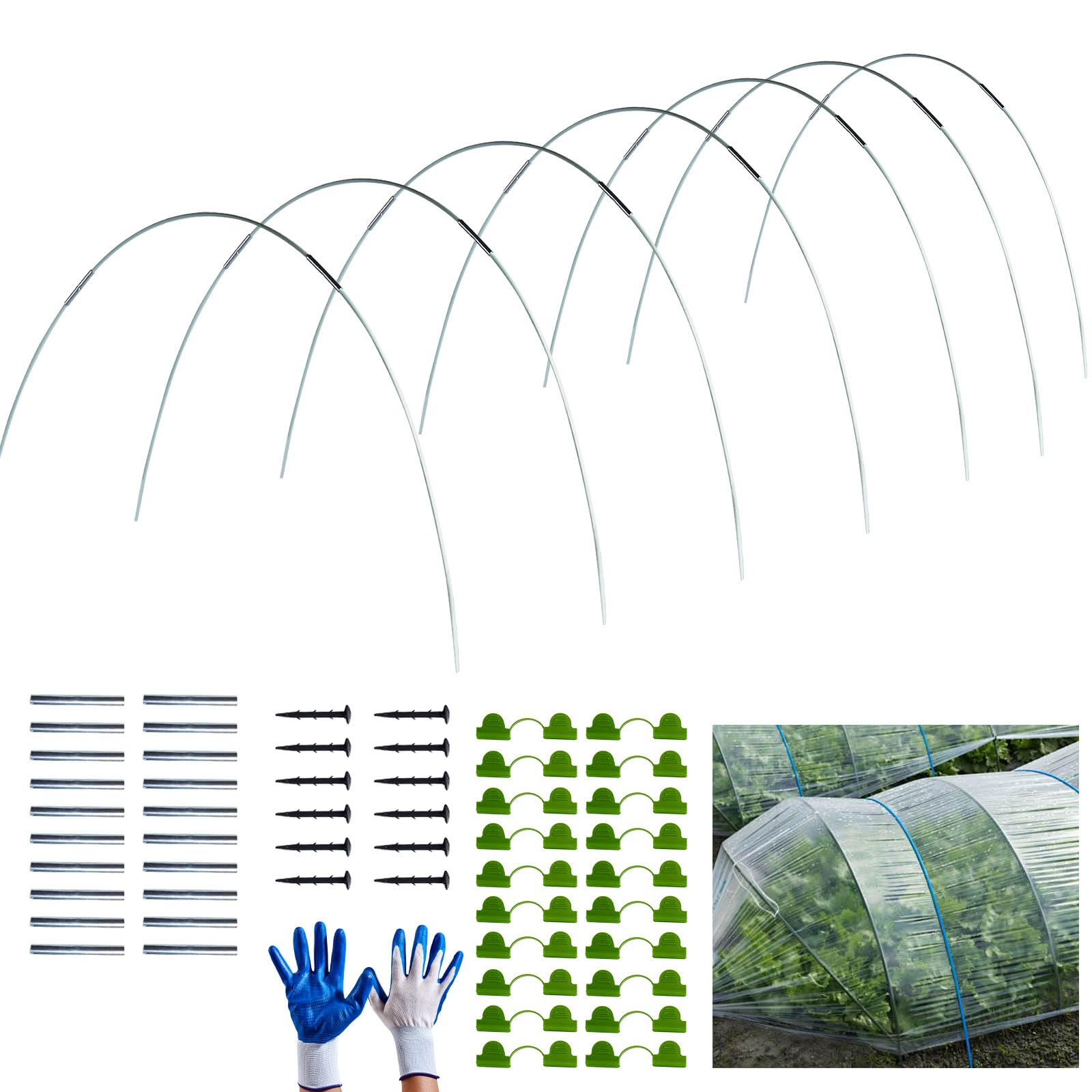 Garden Hoops for Netting Tunnel 30 PCS 15 Inch Garden Hoops, Detachable Fiberglass Support Hoops Frame, Cloche Hoops, Garden Tunnel, Greenhouse Hoops, Hoops for Netting, Garden Hoops for Raised Beds