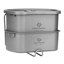 COOK'N'ESCAPE 750ML+400ML Titanium Canteen Mess Kit