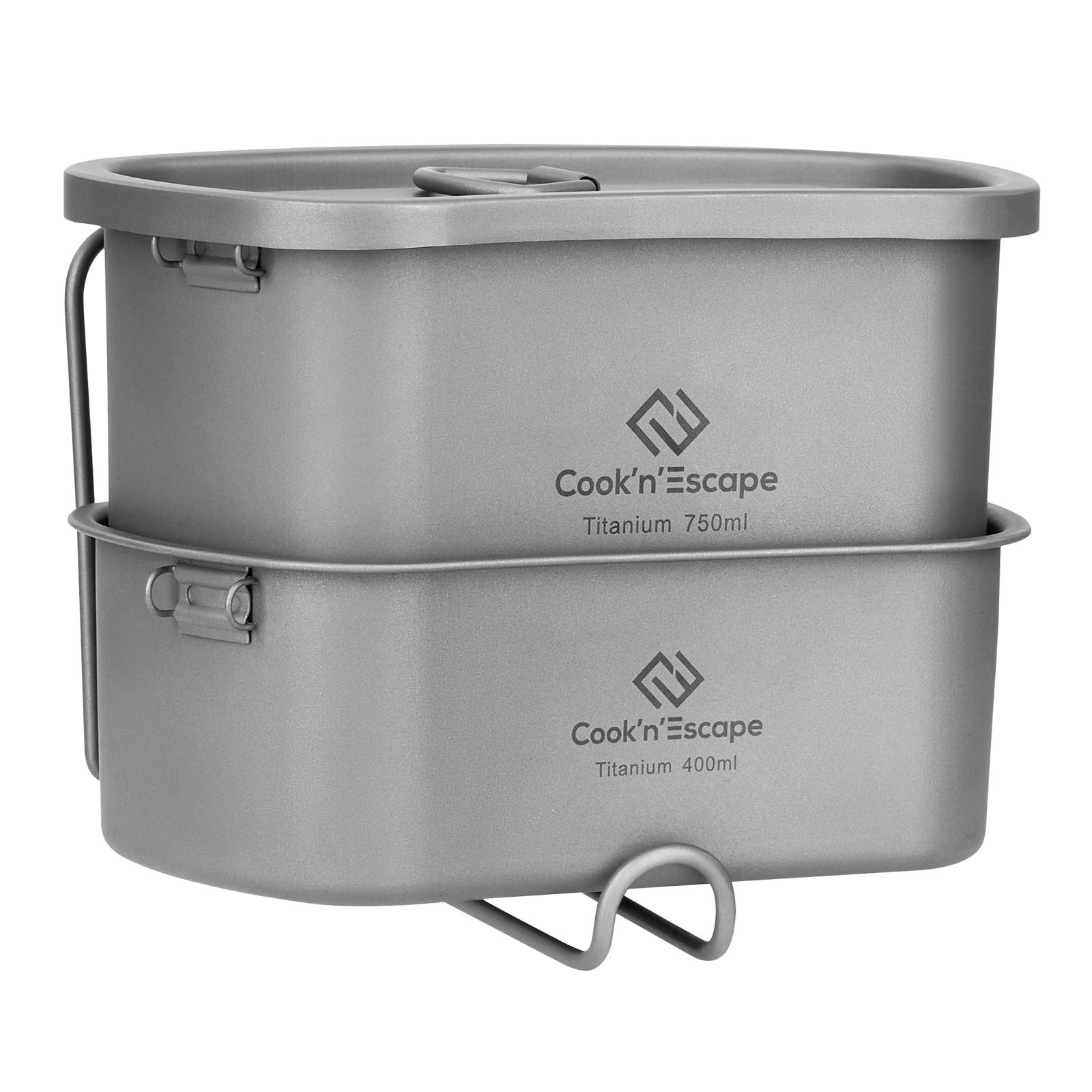 COOK'N'ESCAPE 750ML+400ML Titanium Canteen Mess Kit