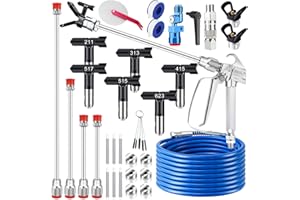 26PCS Airless Paint Sprayer Gun Kit with Swivel Joint, 3600 PSI Spray Gun, 50Ft High-Pressure Hose, 6 Reversible Spray Tips, 